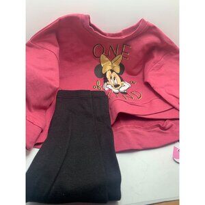 Disney Baby Minnie Mouse "One Of A Kind" Pink Sweatshirt & Black Leggings Set S